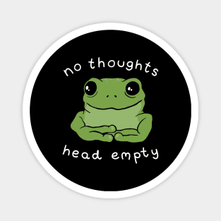 No Thoughts, Head Empty: The Quotable Frog Meme Aesthetic, Big Eyed Kawaii Toad Reflecting on Mental Health Magnet